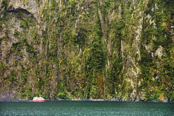 新西兰南岛米尔福德湾峡湾的游轮 — 图库照片