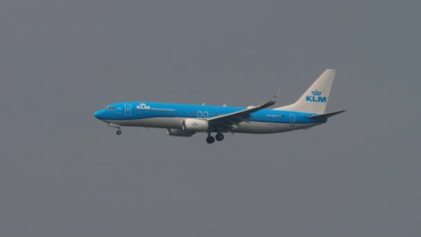 Boeing 737 van KLM-landing — Stockvideo