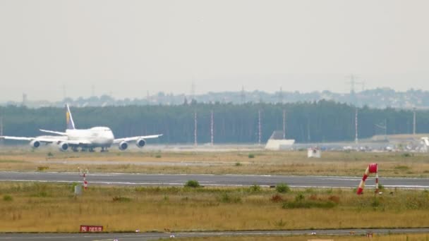 Lufthansa 747 таксі для злітно-посадкової смуги — стокове відео