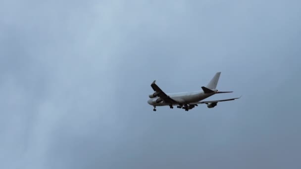 Самолет летит сквозь облако — стоковое видео
