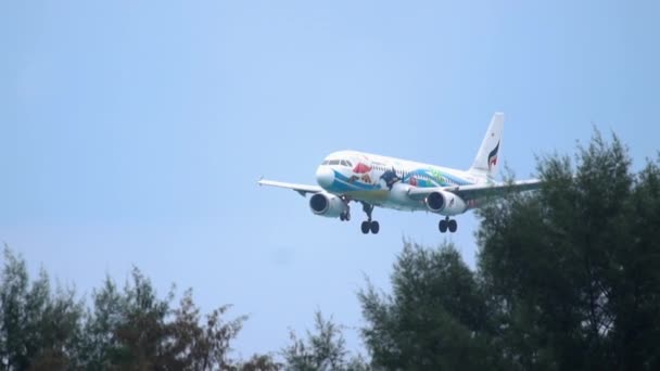 バンコク航空の着陸、遅い — ストック動画