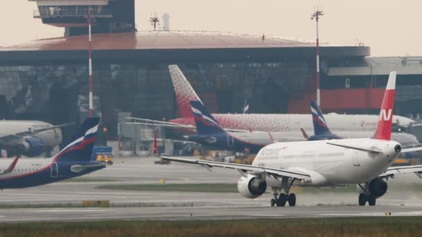 Airbus A321 von Nordwind rollt — Stockvideo