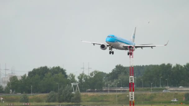 Samolot KLM powoli ląduje — Wideo stockowe