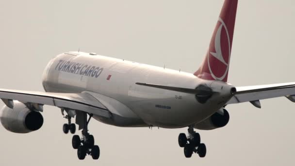 Türkisches Frachtflugzeug landet — Stockvideo