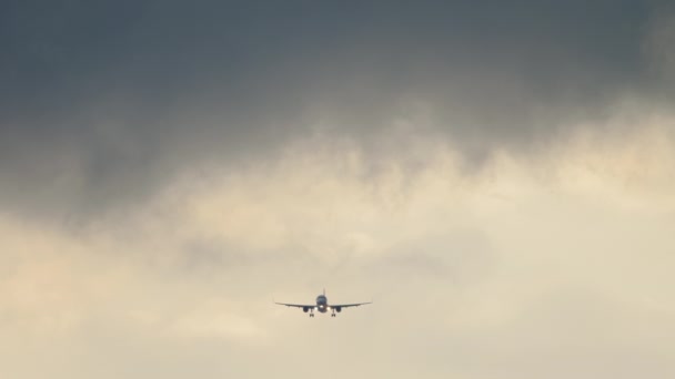 Samolot leci w chmurach — Wideo stockowe