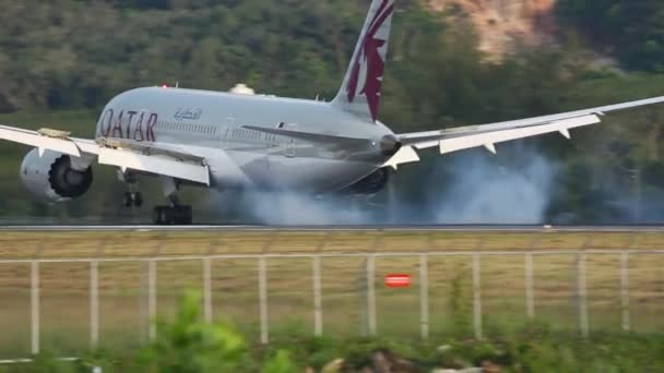 비행기 카타르 항공 착륙 — 비디오
