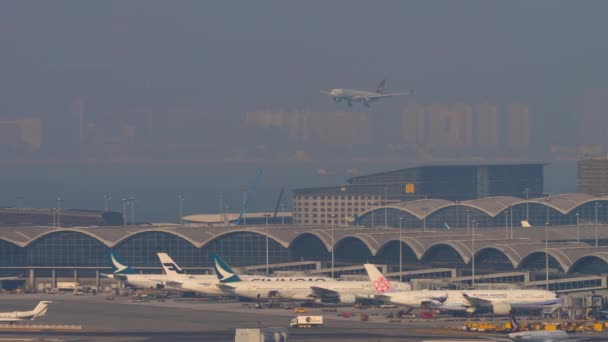 Τουρκικές Αερογραμμές που προσγειώνονται στο Χονγκ Κονγκ — Αρχείο Βίντεο