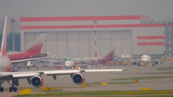 Vista dos motores Boeing 747 — Vídeo de Stock