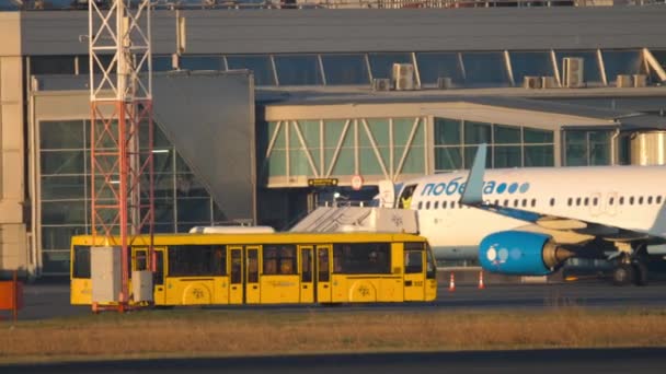 Vorfeldbus am Flughafen — Stockvideo