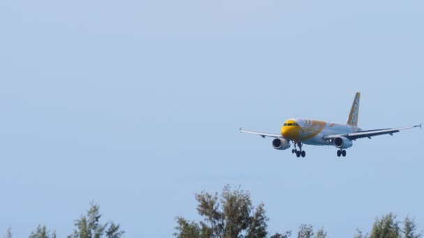Samolot Scoot ląduje w Phuket — Wideo stockowe