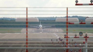Airliner on the airfield, front view