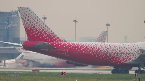 Boeing 747 Rossiya rodaje — Vídeos de Stock