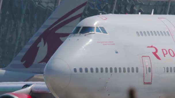 Closeup jumbo jet Rossiya — Wideo stockowe