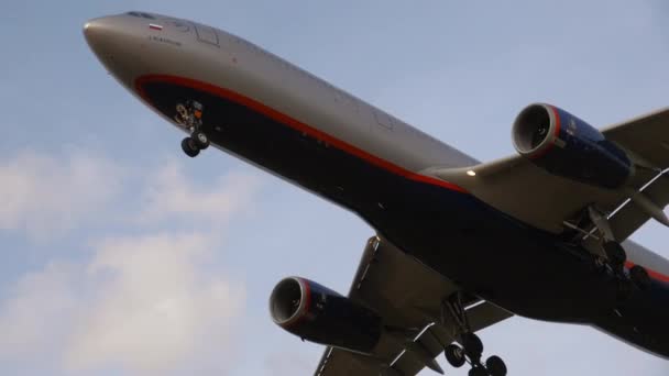 Airbus A330 of Aeroflot flies — Stockvideo