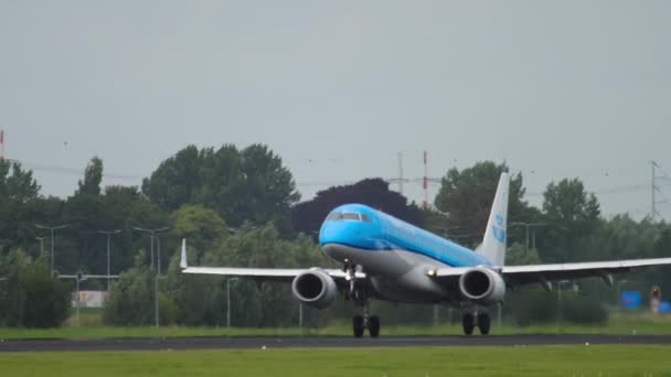 KLM aircraft touches the runway — Stock Video