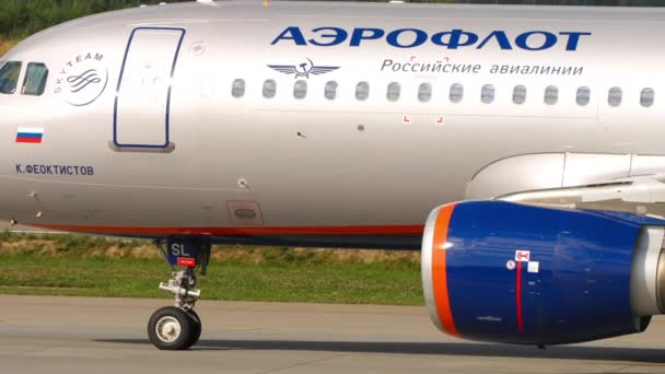 Airbus Aeroflot on taxiway — Vídeo de Stock