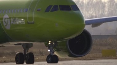 Airplane on runway, cockpit