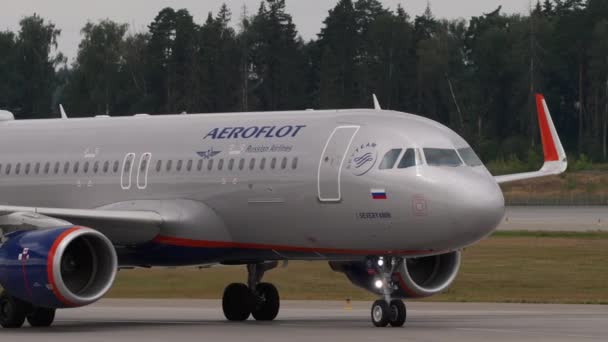 Moscow Russian Federation July 2021 Middle Shot Airbus A320 Aeroflot — Vídeo de Stock