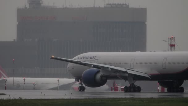 Moscow Russian Federation July 2021 Side View Boeing 777 Aeroflot — Wideo stockowe