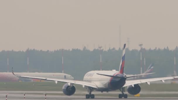 Moscow Russian Federation July 2021 Airbus A350 Aeroflot Take Rear — Stockvideo