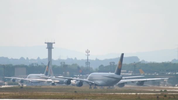 Frankfurt Main Germany July 2017 Lufthansa Airbus A380 Departure Runway — Stock video