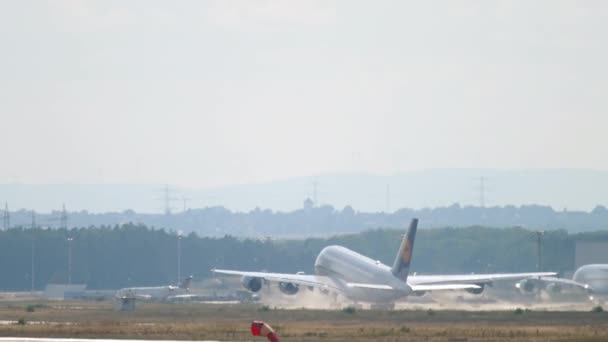 Frankfurt Main Germany July 2017 Wide Body Airbus A380 Lufthansa — Vídeo de stock