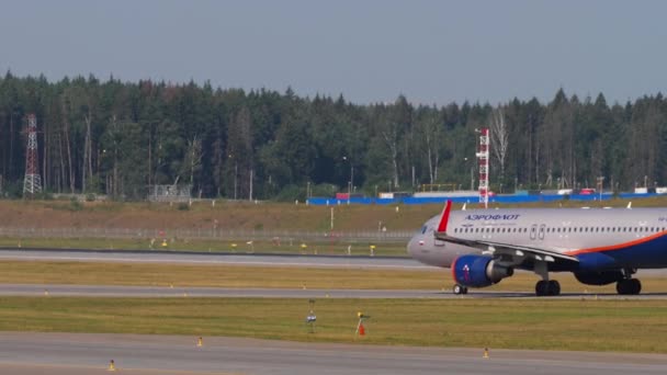 Μόσχα Ρωσική Ομοσπονδία Ιουλίου 2021 Airbus A320 Της Aeroflot Βόλτες — Αρχείο Βίντεο