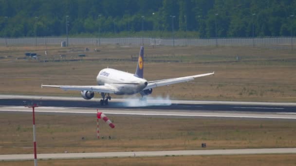 Frankfurt Main Germany July 2017 Airbus A319 Lufthansa Descending Landing — Stok video