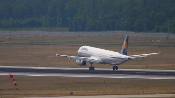 Frankfurt Main Germany July 2017 Commercial Airplane Lufthansa Landing Frankfurt — Stok video