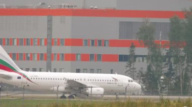 MOSCOW, RUSSIAN FEDERATION - JULY 28, 2021: Airbus A319 of Bulgaria Air taxiing on the runway at Sheremetyevo Airport. Tourism and travel concept. Aviation traffic at Sheremetyevo airport