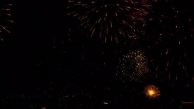 Holiday celebration, fireworks in the sky. Bright lights in honor of the event. Concept New Year and Christmas. Beautiful bright big salute
