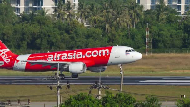 Phuket Thailand December 2018 Side View Airbus A320 Airasia Landing — стокове відео