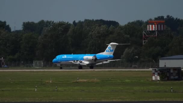 Dusseldorf Germany July 2017 Klm Cityhopper Fokker 100 Braking Landing — Stok video