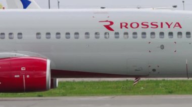 KAZAN, RUSSIAN FEDERATION - SEPTEMBER 14, 2020: Passenger Boeing 737, VQ-BUE of Rossiya taxing at Kazan airport, Tatarstan. Jet plane arriving