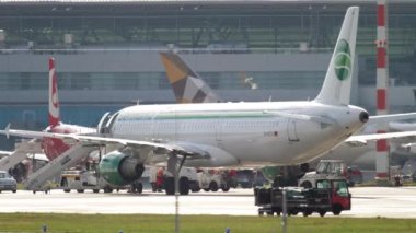 DUSSELDORF, GERMANY - JULY 23, 2017: Commercial plane Airbus A321 of Germania at Dusseldorf Airport. Tourism and travel concept