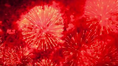 Grand fireworks at the city festival in the night sky. Holiday concept