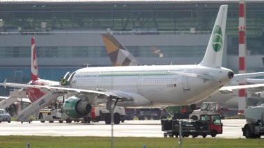 DUSSELDORF, GERMANY - JULY 23, 2017: Airbus A321-211, D-ASTV of Germania at Dusseldorf Airport. Tourism and travel concept