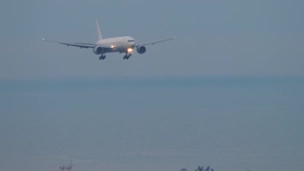 Civil Jet Plane Landing Sea Sochi Airport Slow Motion Airliner — Stok video