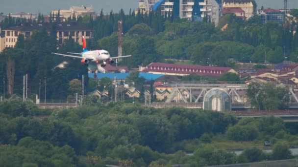 Sochi Russia July 2022 Passenger Airplane Azimuth Landing Sochi Airport — Stok Video