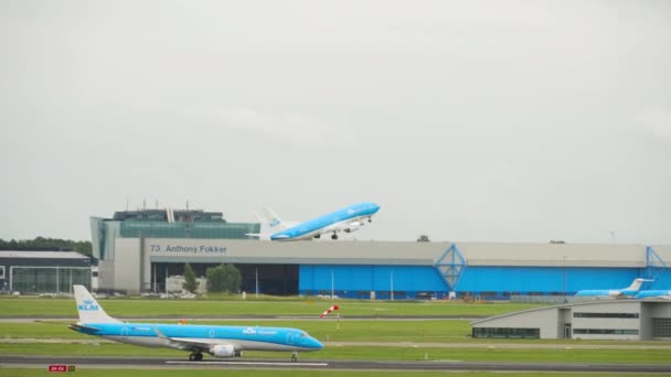 Амстердам Нидерланды Июля 2017 Года Boeing 737 Klm Взлетает Аэропорту — стоковое видео