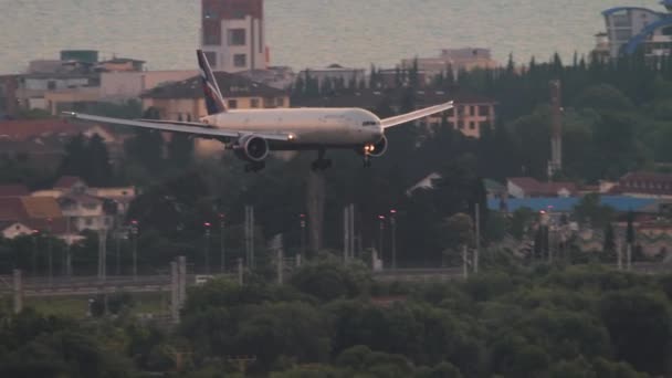 Sochi Russia July 2022 Widebody Airplane Boeing 777 Aeroflot Landing — Stockvideo