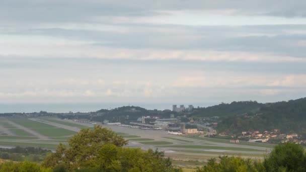 Footage Airport Airfield Cloudy Sky Timelapse Aviation Traffic Daytime Tourism — Wideo stockowe