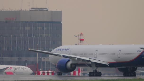 Moscow Russian Federation July 2021 Passenger Plane Boeing 777 Aeroflot — Video Stock