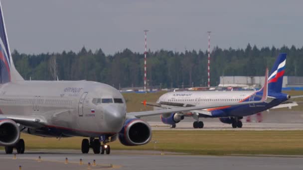 Moscow Russian Federation July 2021 Boeing 737 Aeroflot Taxiing Airfield — Stock videók