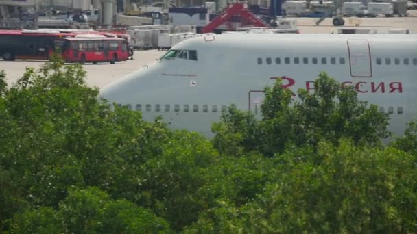 Phuket Thailand November 2016 Widebody Double Deck Boeing 747 Rossiya — Wideo stockowe