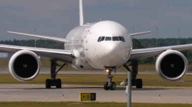 MOSCOW, RUSSIAN FEDERATION - JULY 29, 2021: Civil plane of Nordwind airlines taxiing at Sheremetyevo airport, Moscow SVO. Airplane on the airfield. Tourism and travel concept.