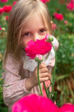 Sweet Girl in Flowers. Spring concept. Summer