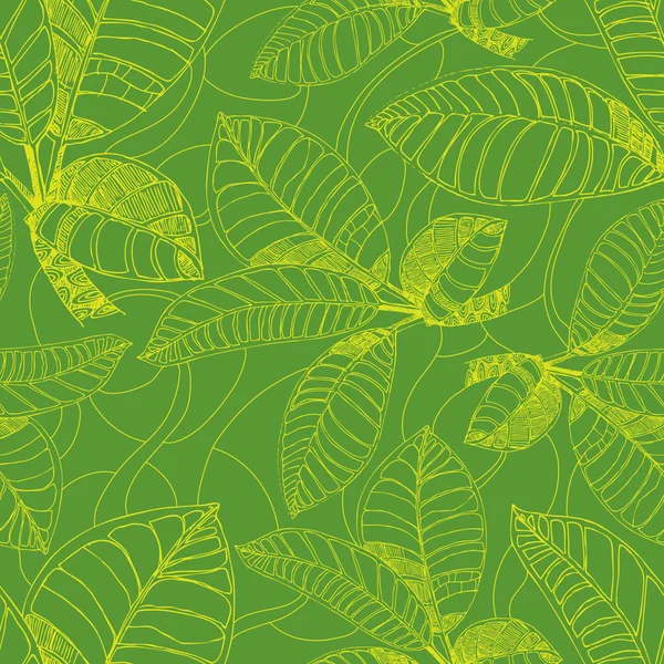 패턴 freehand 커피 leafs — 스톡 벡터