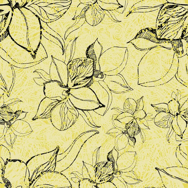 Grunge μοτίβο με λουλούδια — Διανυσματικό Αρχείο
