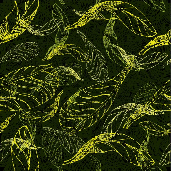 Grunge μοτίβο με φύλλα — Διανυσματικό Αρχείο